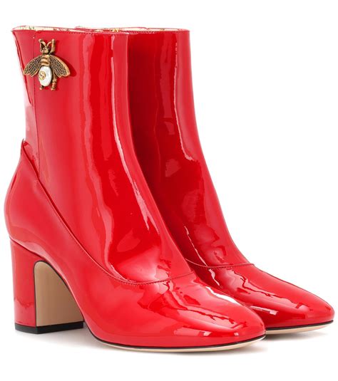 gucci red patent leather booties laced|Gucci boots customer service.